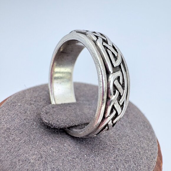 VTG Solid Sterling Silver 925 Celtic Knot Spinner Band Ring Size 9.25 - Picture 2 of 8